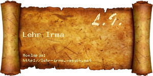 Lehr Irma névjegykártya